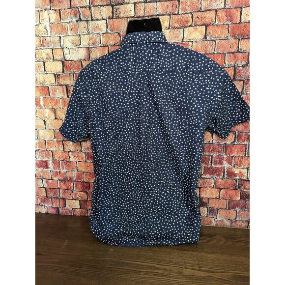 Uniqlo Shirt Men's Navy Polka Dot Cotton Button Up Size M - Picture 3 of 6
